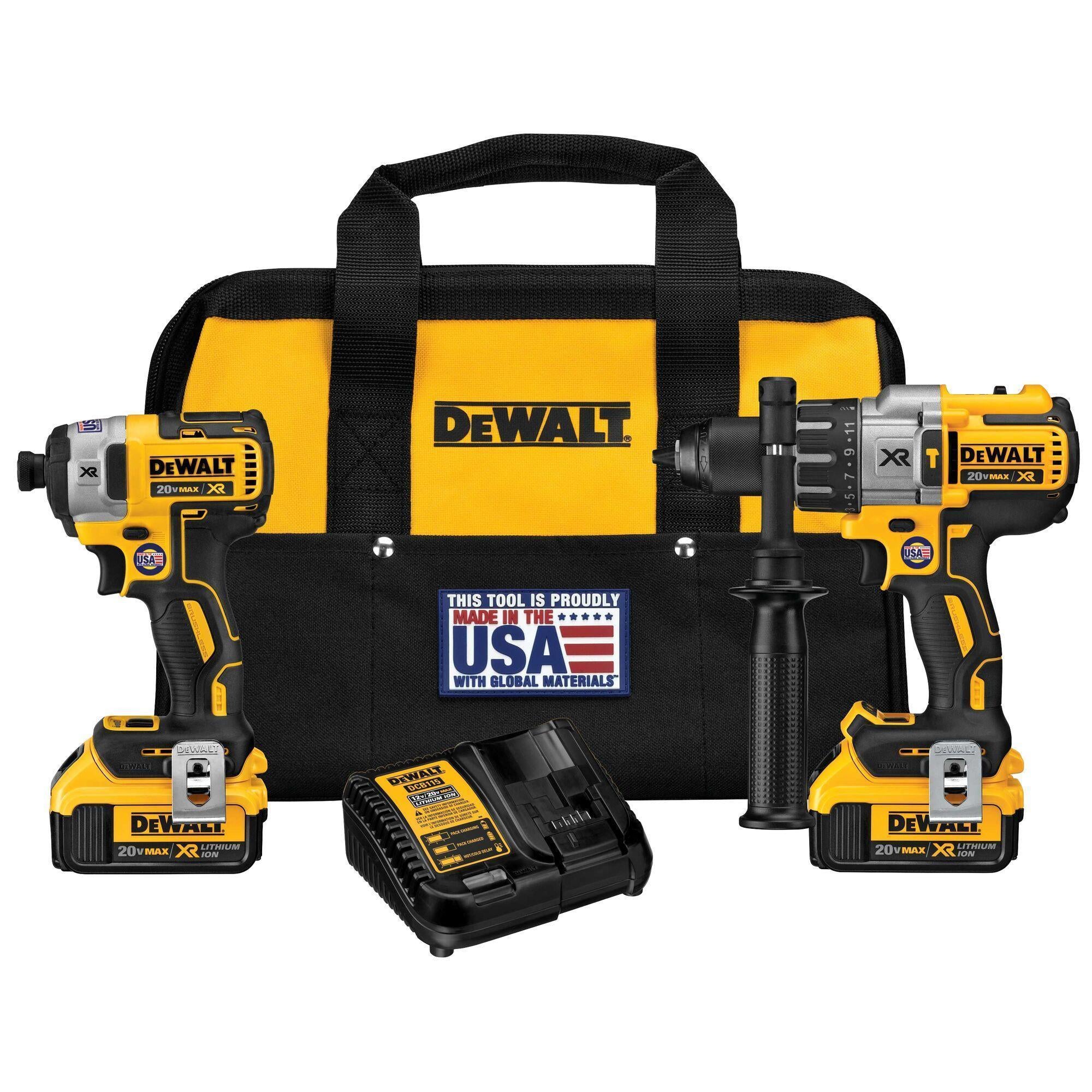 DeWALT® DCK299M2 Brushless Cordless Combination Kit, Tools: Hammer Drill/Driver, Impact Driver and Reciprocating Saw, 20 V, 4 Ah Lithium-Ion