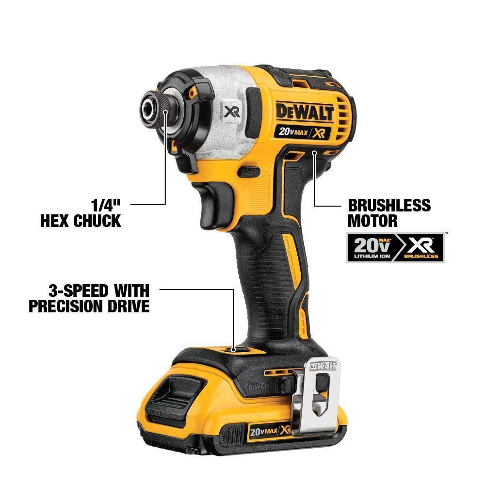 DeWALT® DCK299M2 Brushless Cordless Combination Kit, Tools: Hammer Drill/Driver, Impact Driver and Reciprocating Saw, 20 V, 4 Ah Lithium-Ion