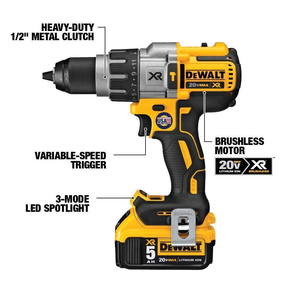 DeWALT® DCK299M2 Brushless Cordless Combination Kit, Tools: Hammer Drill/Driver, Impact Driver and Reciprocating Saw, 20 V, 4 Ah Lithium-Ion