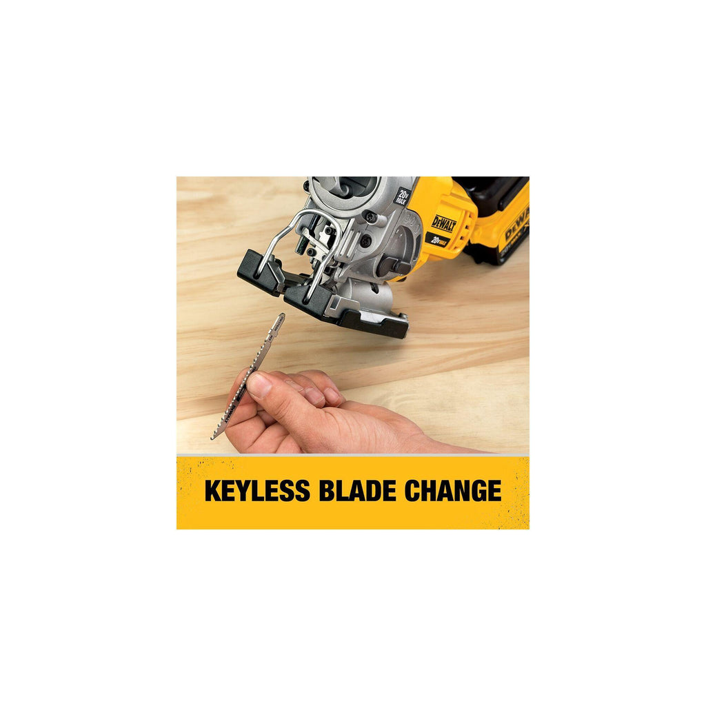 DeWALT® DCS331B 20V MAX* Cordless Jig Saw, 20 V DC, For Blade Shank: T-Shank, 11-1/4 in OAL, Li-Ion Battery, Tool Only