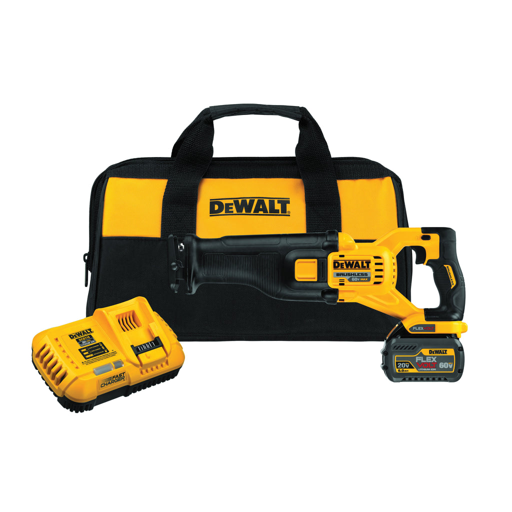 DeWALT® 60V MAX* FLEXVOLT™ DCS388T1 Brushless Cordless Reciprocating Saw With (1) Battery Kit, 1-1/8 in L Stroke, 0 to 3000 spm, Straight Stroke, 60 V, 17.725 in OAL