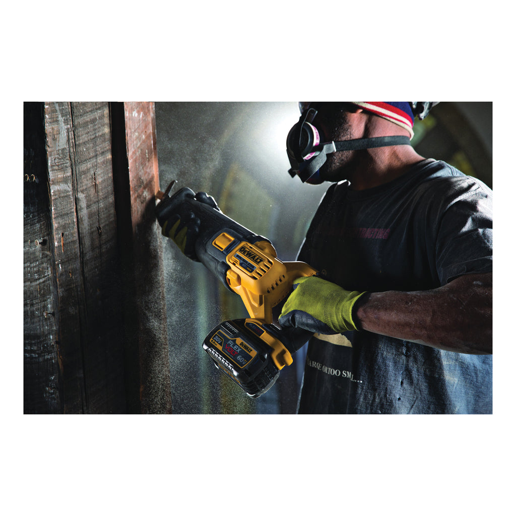 DeWALT® 60V MAX* FLEXVOLT™ DCS388T1 Brushless Cordless Reciprocating Saw With (1) Battery Kit, 1-1/8 in L Stroke, 0 to 3000 spm, Straight Stroke, 60 V, 17.725 in OAL
