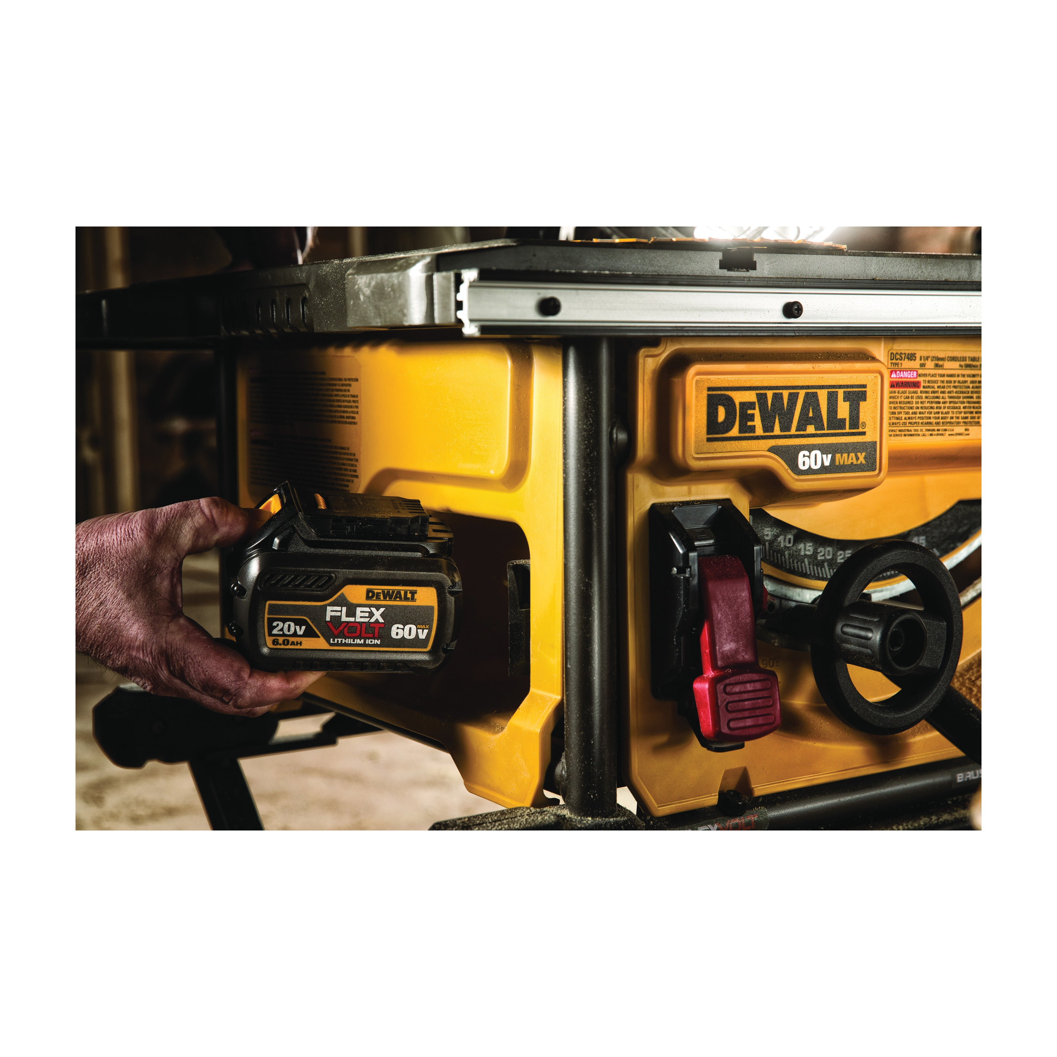 DeWALT® 60V MAX* FLEXVOLT™ DCS7485T1 Cordless Table Saw Kit, 8-1/4 in Dia Blade, 5/8 in Arbor/Shank, 1-3/4 in 45 deg Capacity, 2-1/2 in 90 deg Capacity