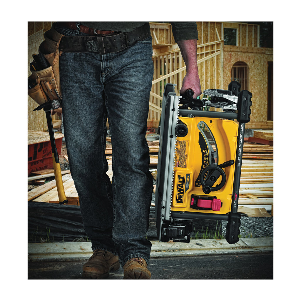 DeWALT® 60V MAX* FLEXVOLT™ DCS7485T1 Cordless Table Saw Kit, 8-1/4 in Dia Blade, 5/8 in Arbor/Shank, 1-3/4 in 45 deg Capacity, 2-1/2 in 90 deg Capacity