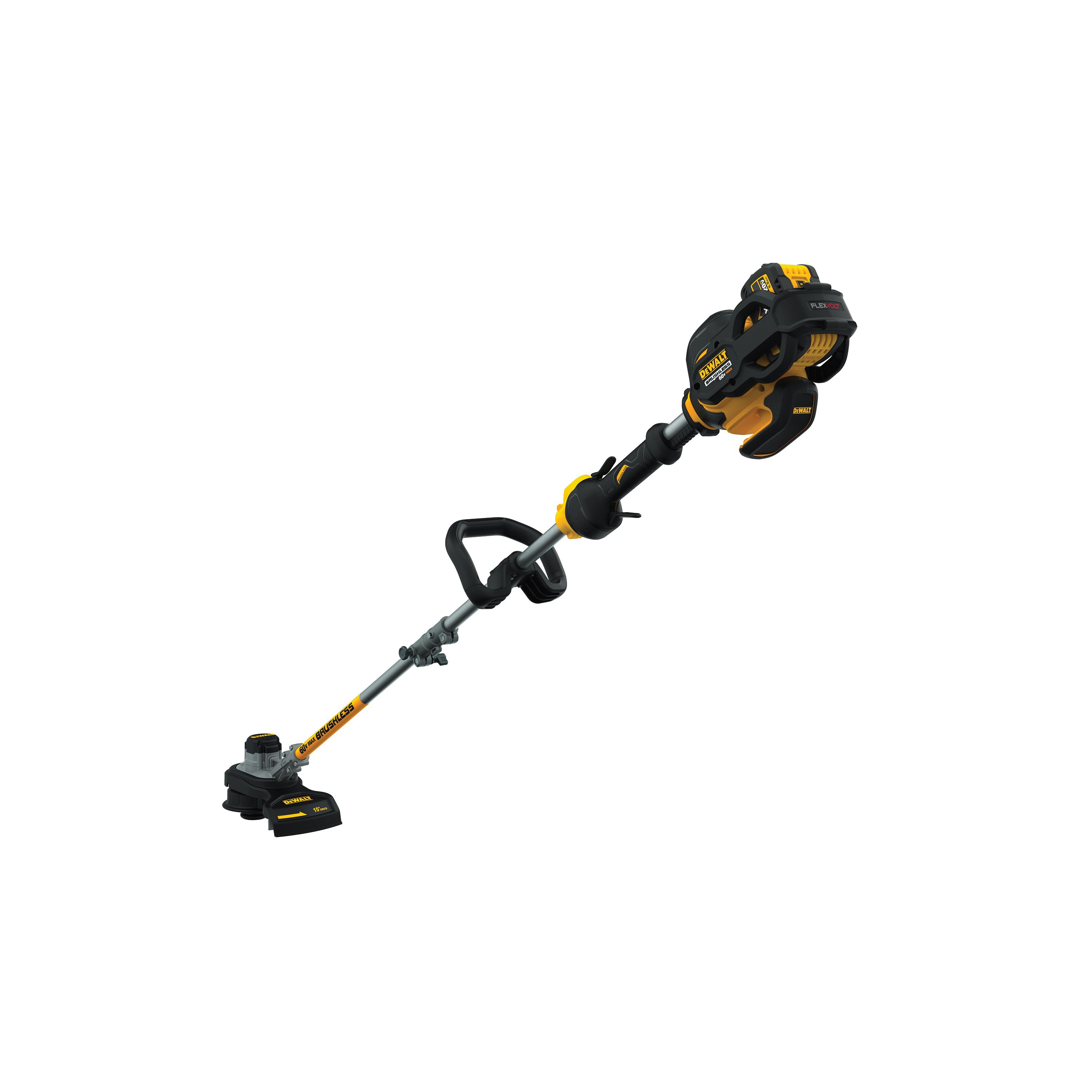 DeWALT® 60V MAX* FLEXVOLT™ DCST970X1 Cordless String Trimmer, 15 in W Cutting, 45 in L Straight Shaft, 0.08 in Dia Line, Bump Feed Line Advance