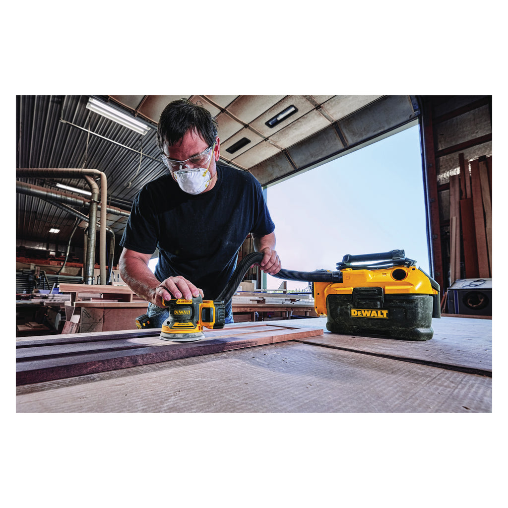 DeWALT® DCW210P1 20V MAX Random Orbit Cordless Sander Kit, 5 in Dia Wheel, 20 V AC, 8000 to 12000 opm, Li-Ion Battery, Black/Yellow