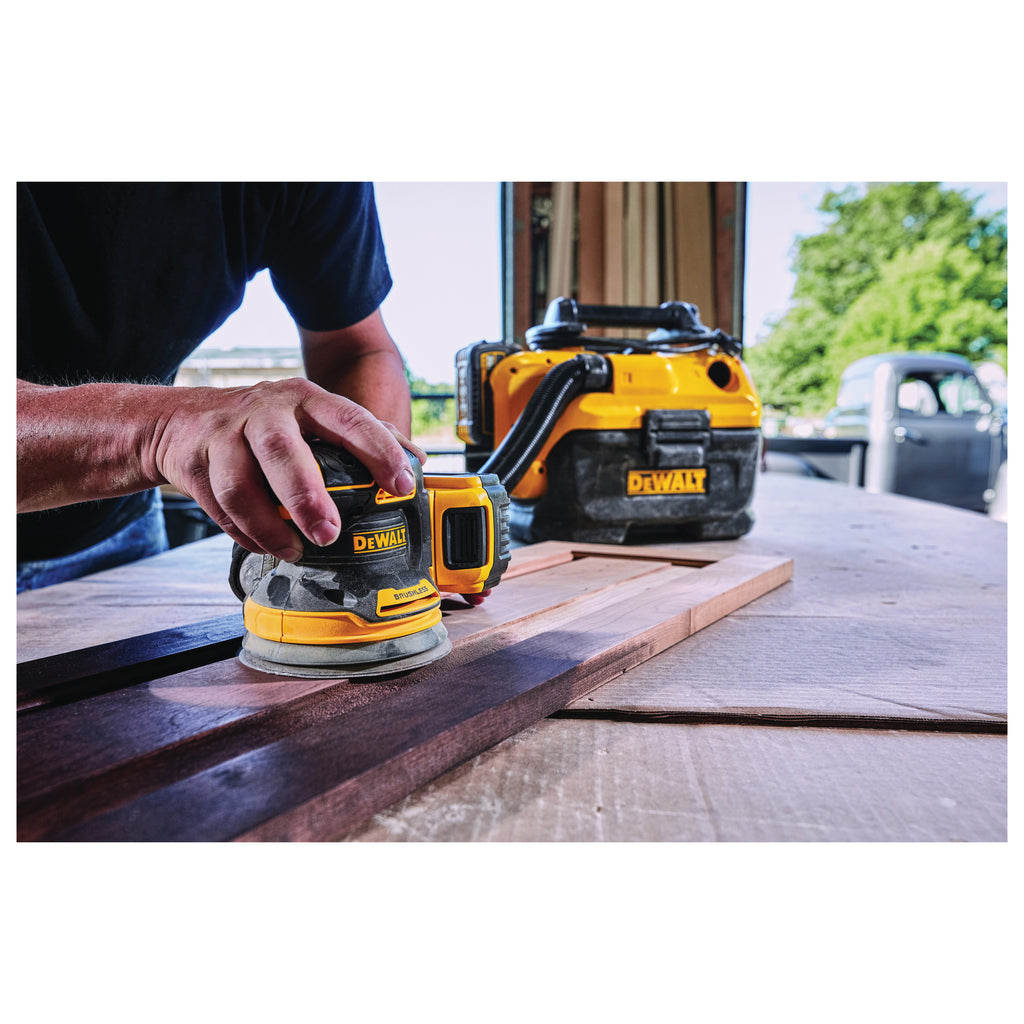 DeWALT® DCW210P1 20V MAX Random Orbit Cordless Sander Kit, 5 in Dia Wheel, 20 V AC, 8000 to 12000 opm, Li-Ion Battery, Black/Yellow