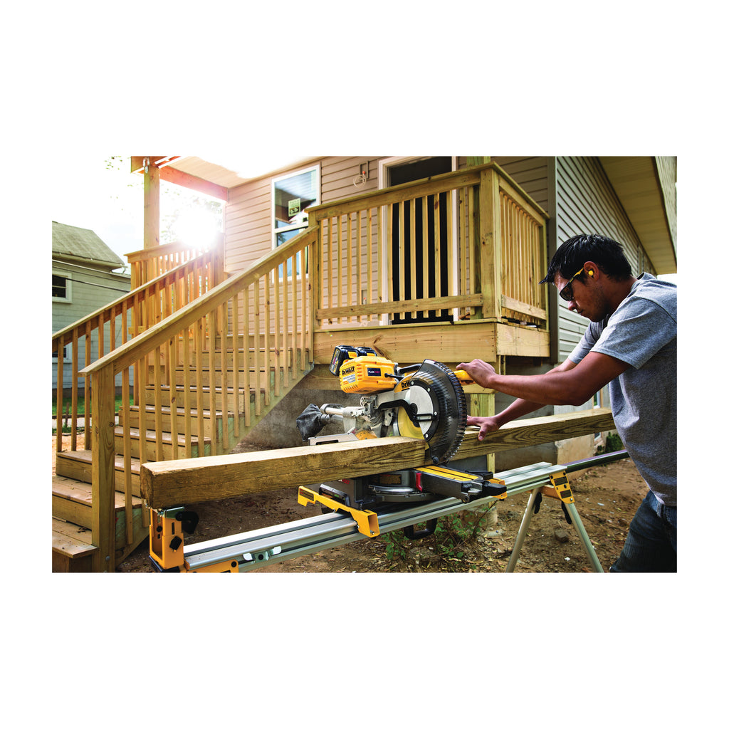 DeWALT® 120V MAX* FLEXVOLT™ DHS790AT2 Cordless Double Bevel Compound Miter Saw Kit, 12 in Dia Blade, 5/8, 1 in Arbor/Shank, 16 in Cutting, 45 deg Miter, 49 deg Bevel