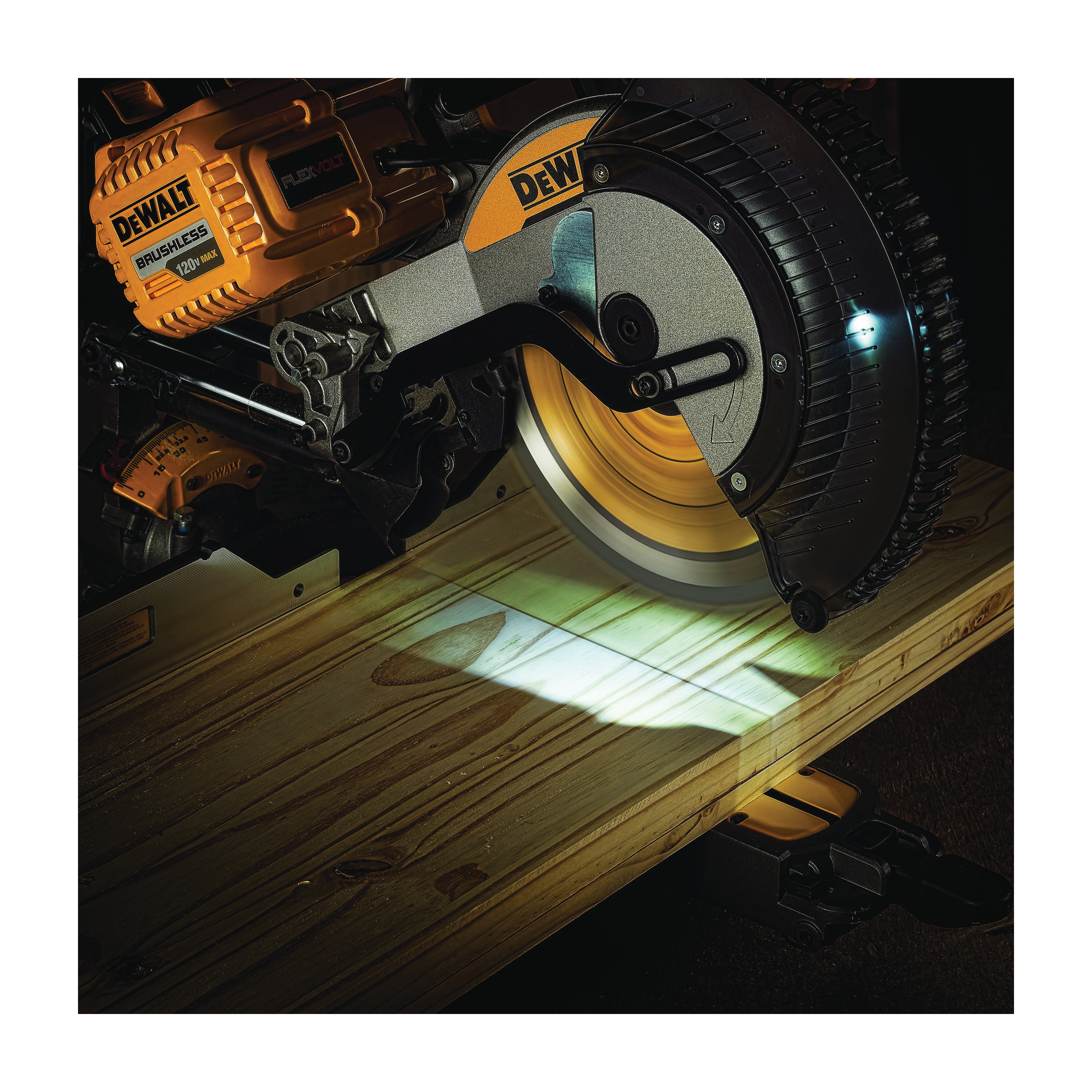 DeWALT® 120V MAX* FLEXVOLT™ DHS790AT2 Cordless Double Bevel Compound Miter Saw Kit, 12 in Dia Blade, 5/8, 1 in Arbor/Shank, 16 in Cutting, 45 deg Miter, 49 deg Bevel