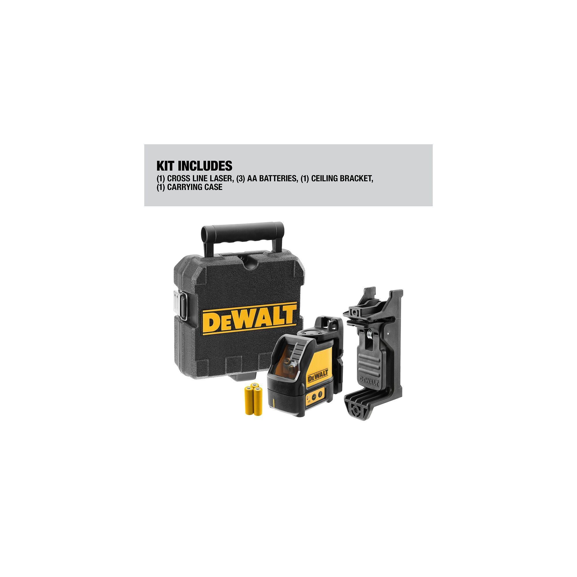 DeWALT® DW088K Self-Leveling Line Laser, +/-0.3 mm/m Accuracy, +/-4 deg Auto Leveling, 2 Beams