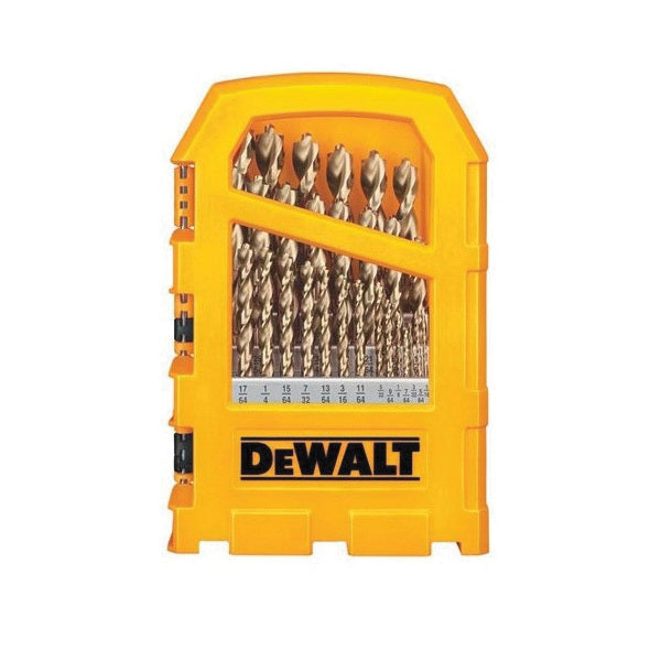 Black+Decker® DW1969 Drill Bit Set, 1/16 in Min Drill Bit, 1/2 in Max Drill Bit, 135 deg Drill Point Angle, 29 Pieces, HSS, Gold Ferrous Oxide