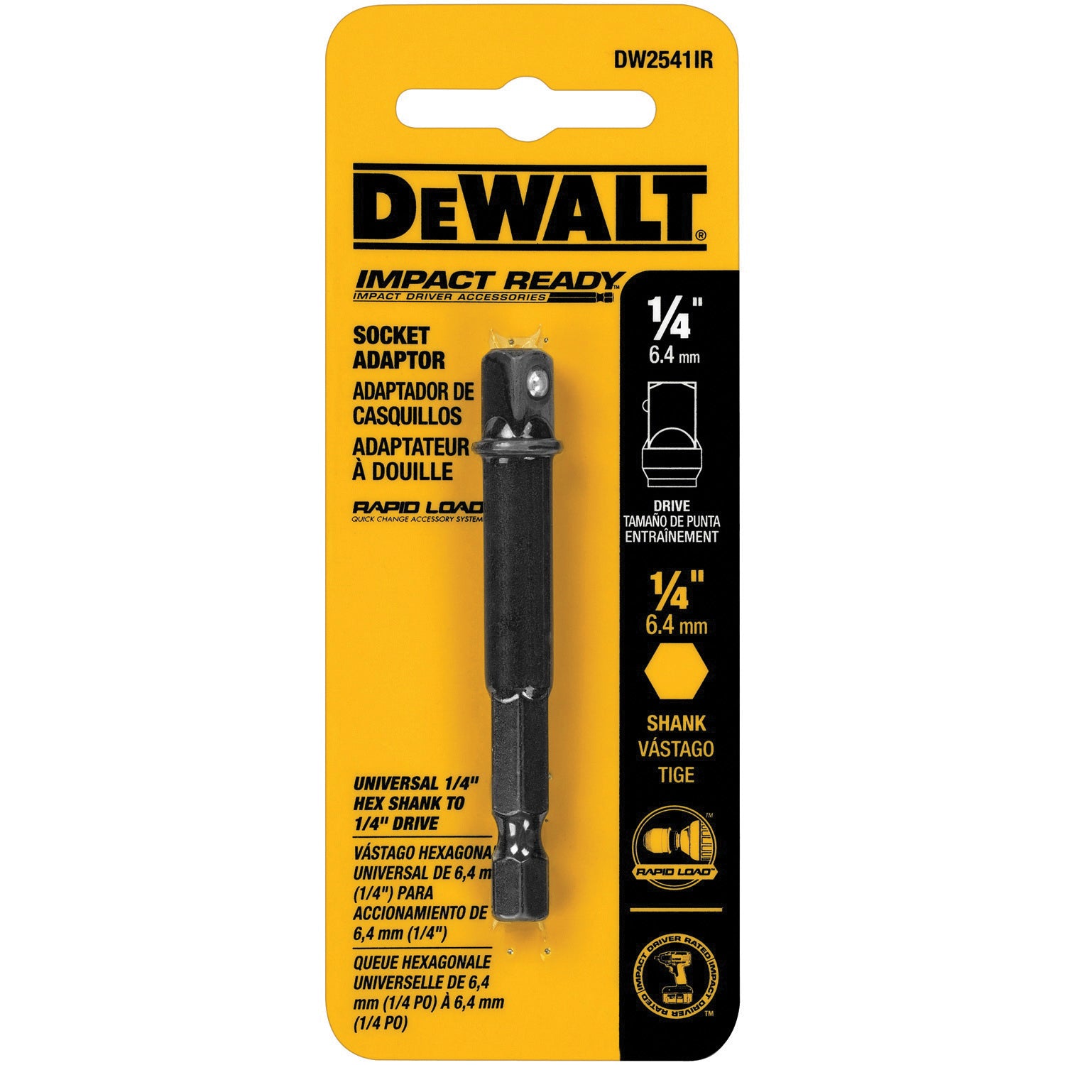 Black+Decker® Impact Ready® DW2541IR Socket Adapter, Black Oxide, Steel
