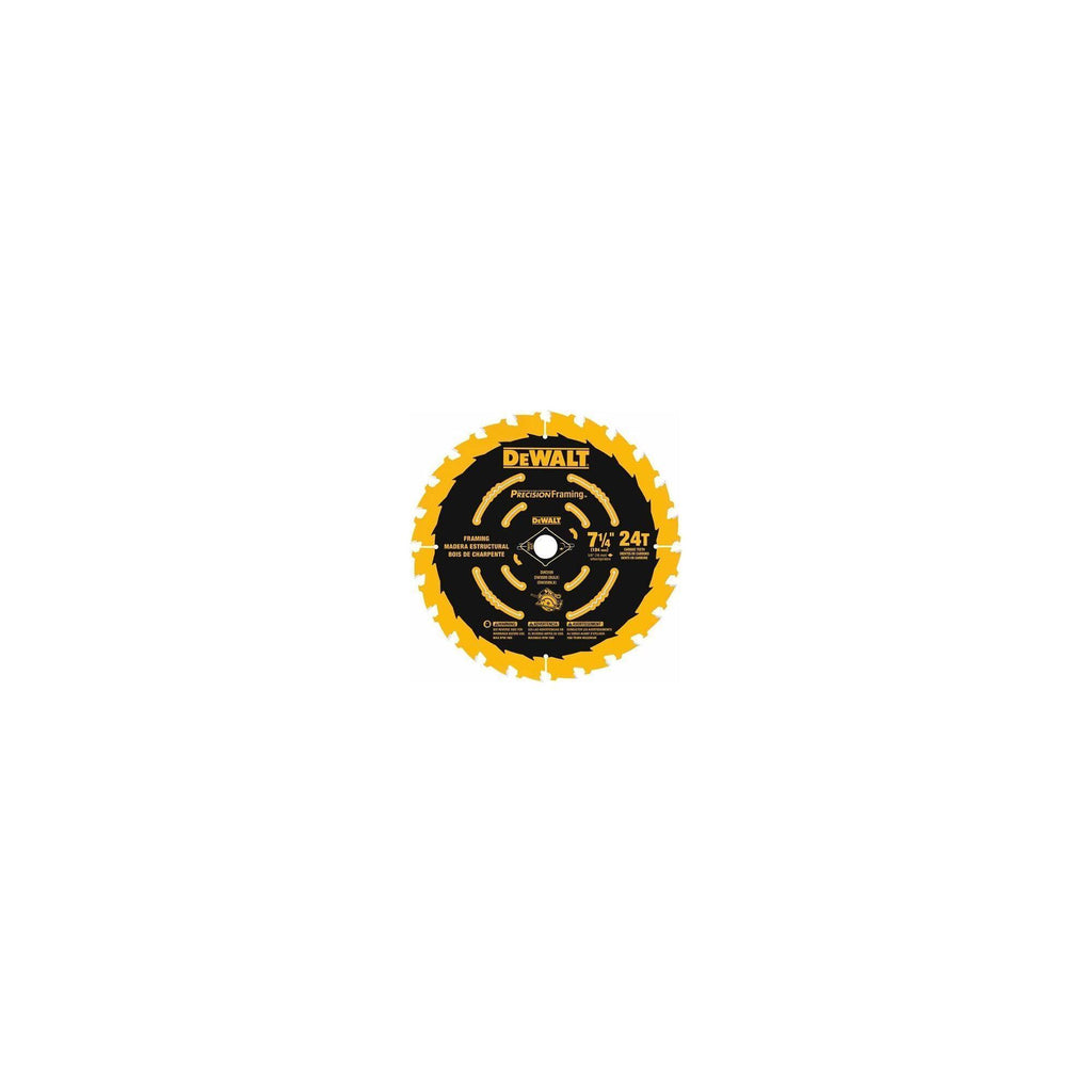 DeWALT® Precision Framing™ DW3599B10 Precision Thin Kerf Circular Saw Blade, 7-1/4 in Dia x 0.039 in THK, 5/8 in Arbor, Carbide Blade, 24 Teeth