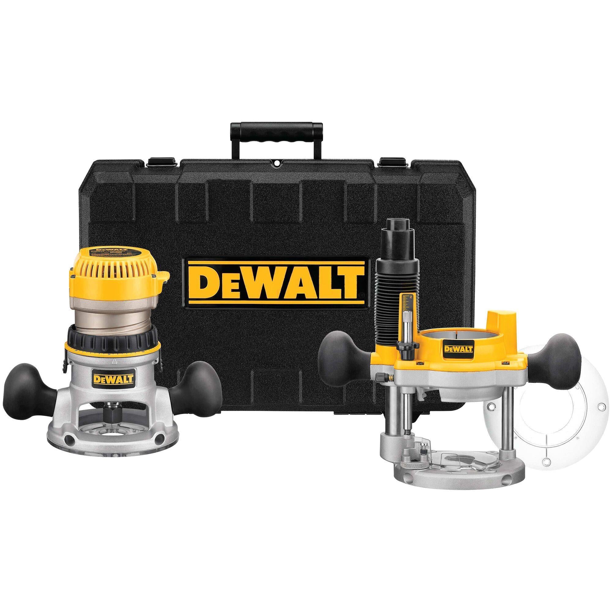 Black+Decker® DW616PK Fixed Base Heavy Duty Plunge Router Combo Kit, Toggle Switch, 1/4 in, 1/2 in in Chuck, 24500 rpm Speed, 1-3/4 hp, 120 VAC