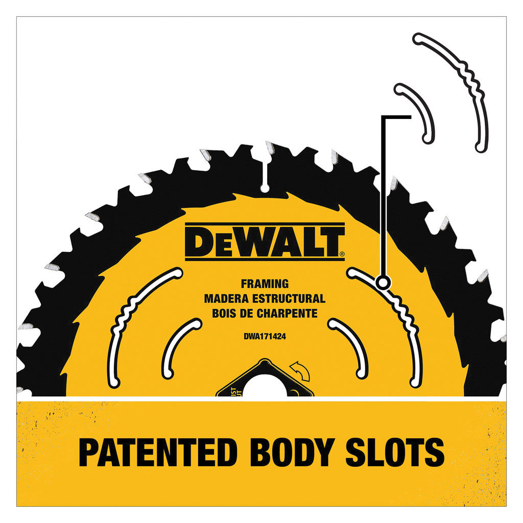 DeWALT® DWA161224 Circular Saw Blade, 6-1/2 in Dia, 5/8 in Arbor, 24 Teeth
