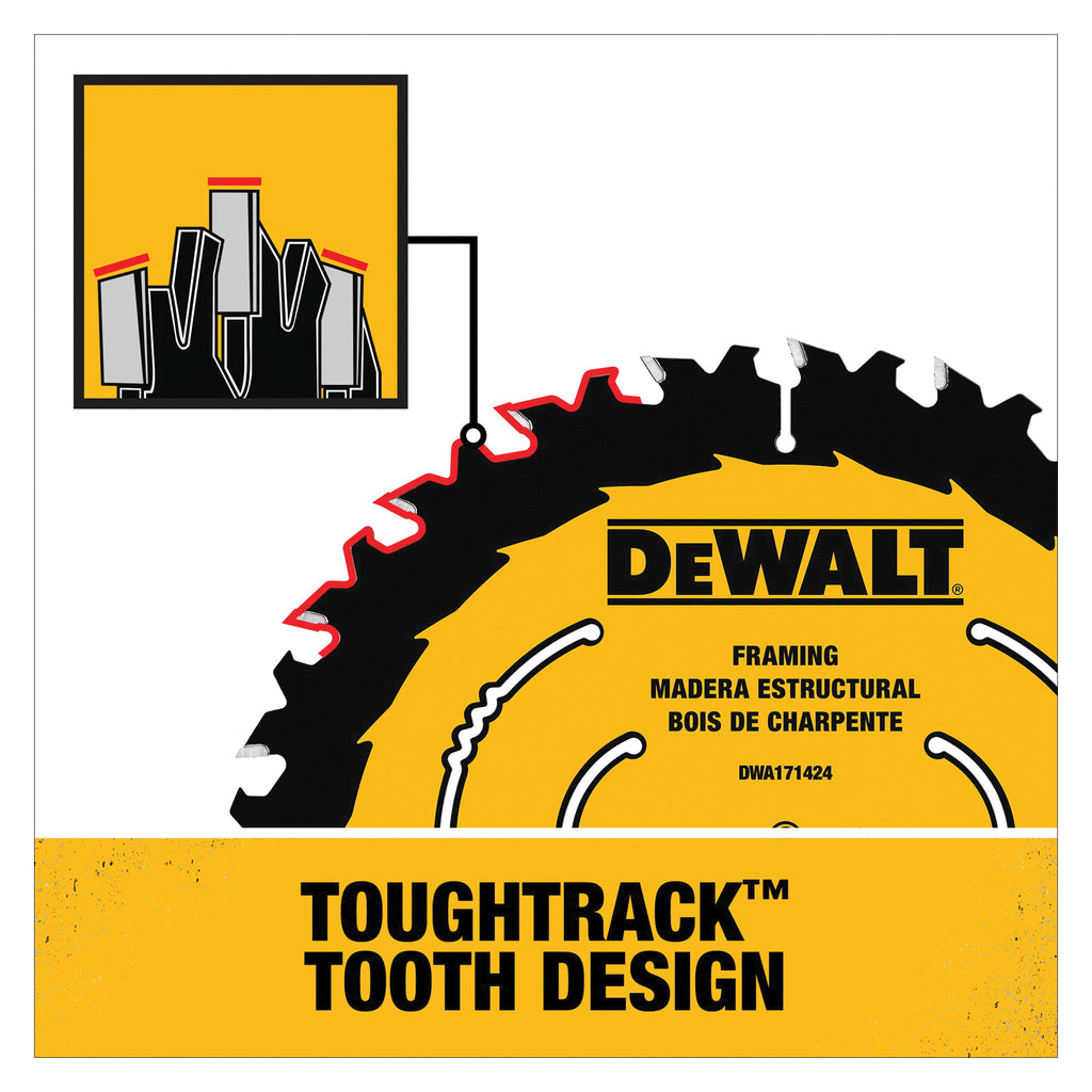 DeWALT® DWA161224 Circular Saw Blade, 6-1/2 in Dia, 5/8 in Arbor, 24 Teeth