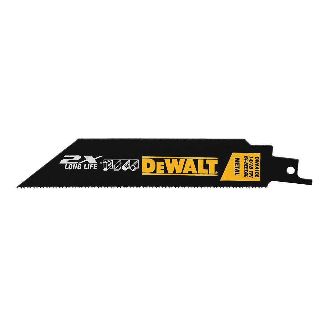 DeWALT® DWA4188 Straight Reciprocating Saw Blade, 8 in L x 1 in W, 14/18, Bi-Metal Body, Universal Tang