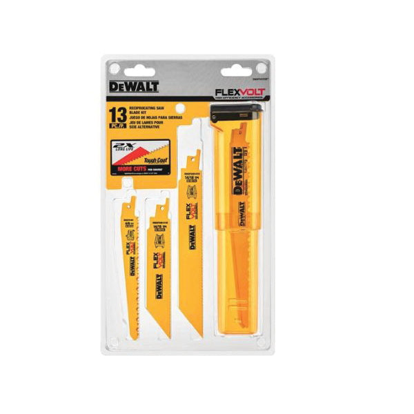 DeWALT® DWAFV413SET General Purpose Tapered Back Reciprocating Saw Blade Set, 6 in, 8 in, 9 in L x 3/4 in, 1 in W, Bi-Metal Body