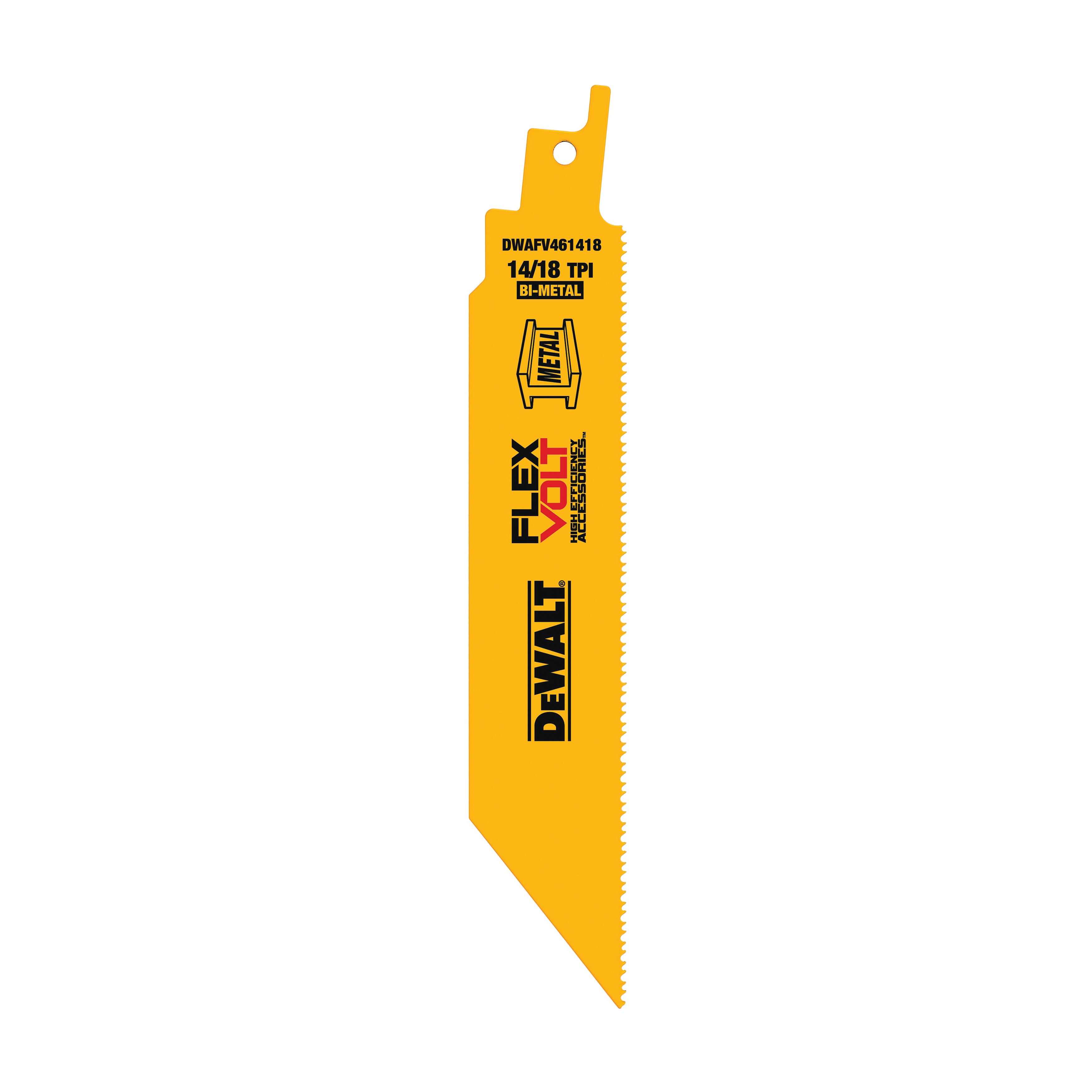 DeWALT® FLEXVOLT™ DWAFV461418 FLEXVOLT™ General Purpose Tapered Back Reciprocating Saw Blade, 6 in L x 1 in W, 14/18 TPI, Bi-Metal Body