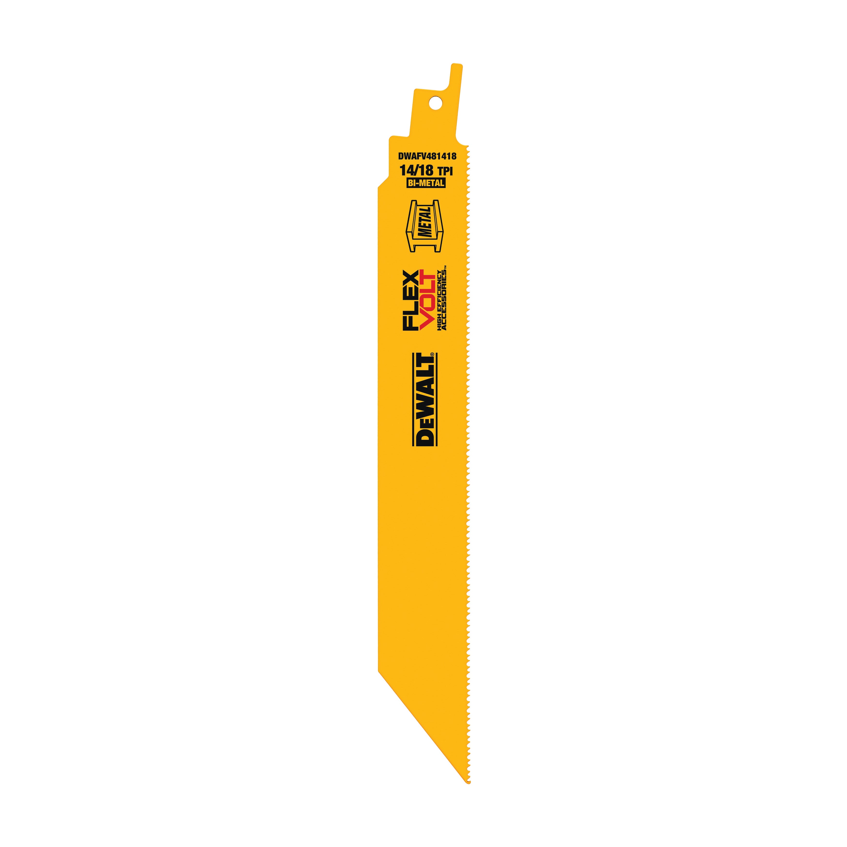 DeWALT® FLEXVOLT™ DWAFV481418 FLEXVOLT™ General Purpose Tapered Back Reciprocating Saw Blade, 8 in L x 1 in W, 14/18 TPI, Bi-Metal Body