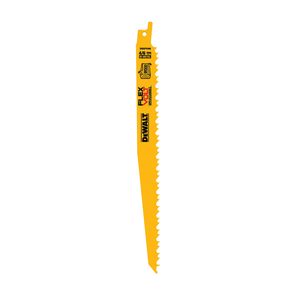 DeWALT® FLEXVOLT™ DWAFV496 FLEXVOLT™ General Purpose Tapered Back Reciprocating Saw Blade, 9 in L x 3/4 in W, 6 TPI, Bi-Metal Body