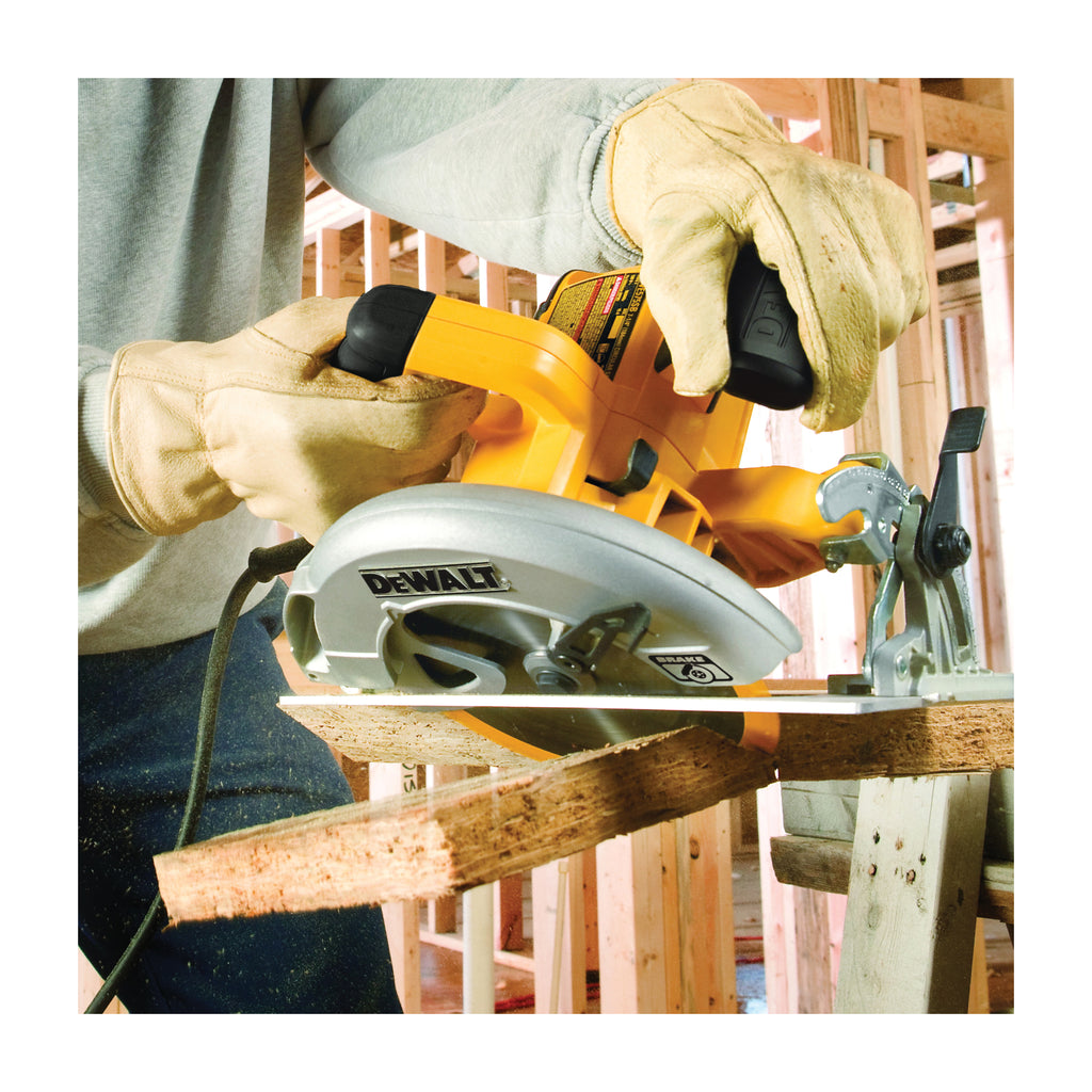 DeWALT® DWE575SB Lightweight Next Generation Circular Saw Kit, 7-1/4 in Dia Blade, 5/8 in Arbor/Shank, 1-7/8 in at 45 deg, 2-9/16 in 90 deg Cutting, Right Blade Side