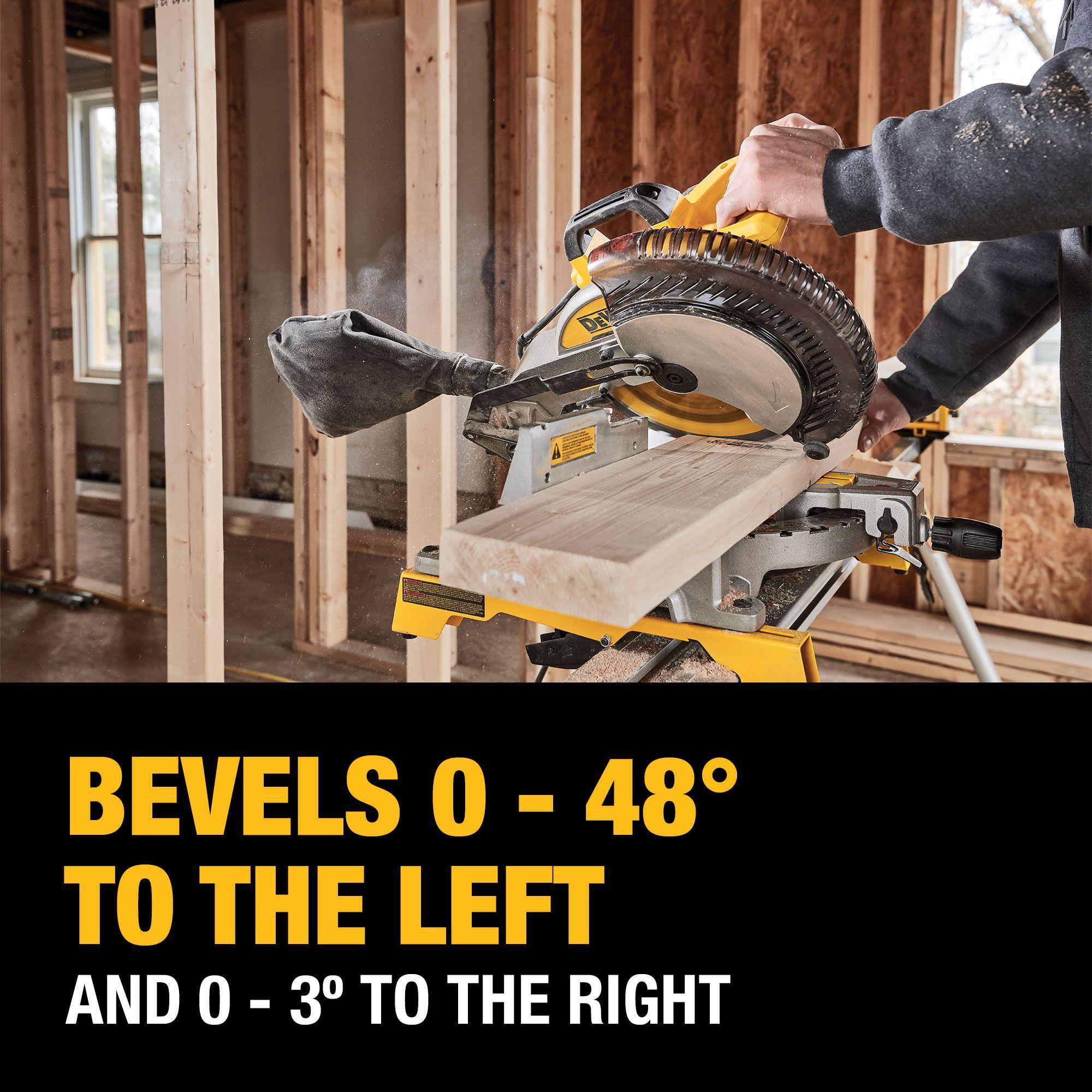 DeWALT® DWS713 Electric Single Bevel Compound Miter Saw, 10 in Dia Blade, 5/8 in, 1 in Arbor/Shank, 50 deg Left to 50 deg Right Miter, 48 deg Left to 3 deg Right Bevel