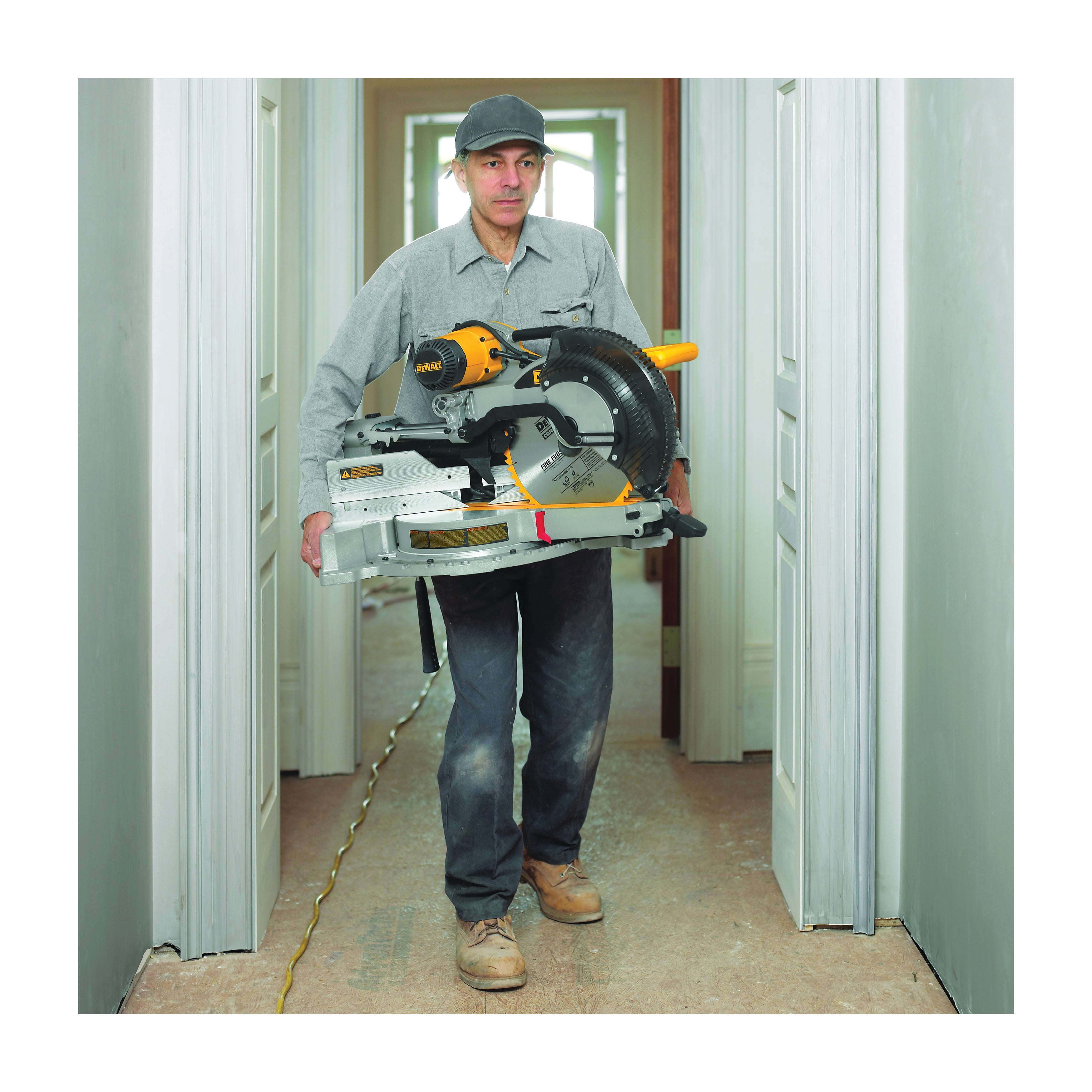 DeWALT® DWS780 Double Bevel Sliding Compound Miter Saw, 12 in Dia Blade, 5/8 in, 1 in Arbor/Shank, 4-1/2 in H x 9-1/2 in W at 45 deg, 4-1/2 in H x 13-3/4 in W at 90 deg Cutting, 50 to 60 deg Miter, 49 deg Bevel