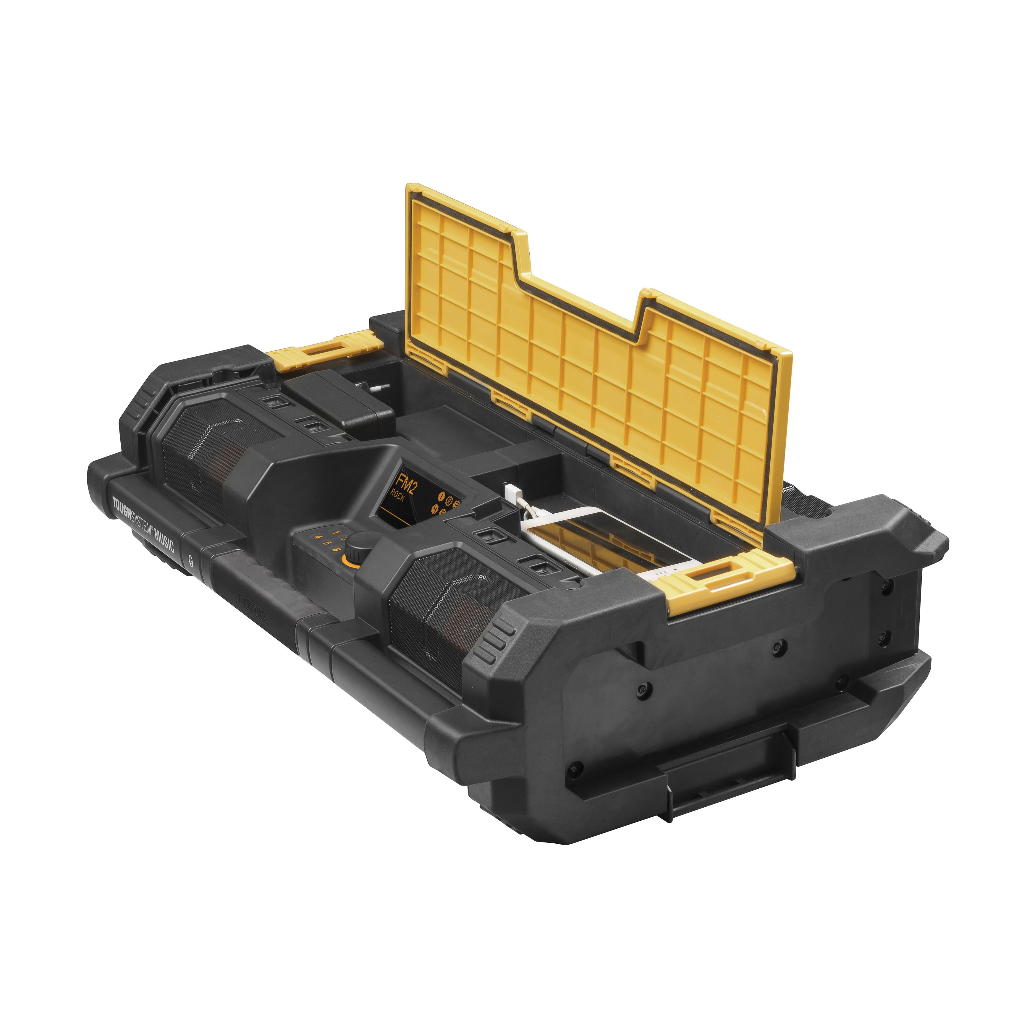 DeWALT® ToughSystem® DWST08810 Heavy Duty Cordless Battery Charger With Music Player, For Use With ToughSystem® DWST08210 L-Cart Carrier, Li-Ion Battery, 1-1/2 to 5 hr Charging Time