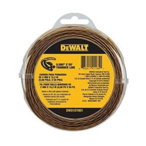 DeWALT® DWO1DT801 String Trimmer Line, 0.08 in Dia x 50 ft L, For Use With Edging Grass Trimmer, Yellow