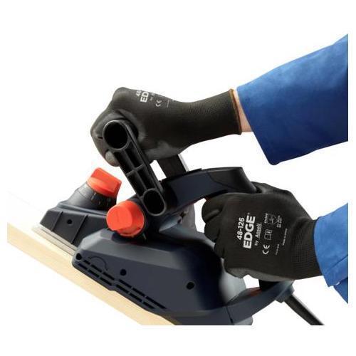 Edge® 48126090 Light Duty Knit Gloves, L, Polyurethane/Polyester, Black, Polyester Lining, Knit Wrist Cuff, 10 in L, Resists: Abrasion