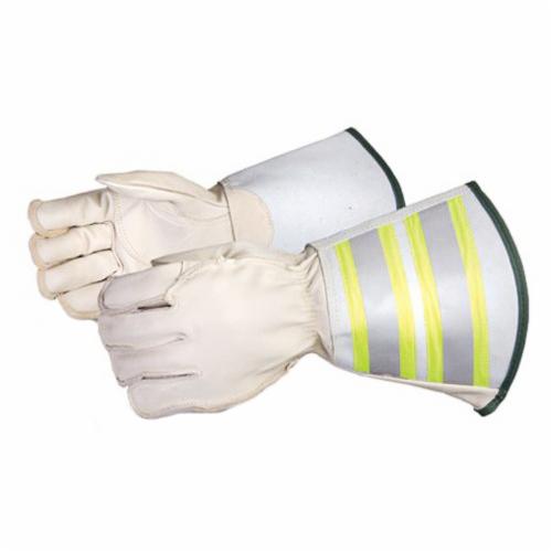 Superior Glove™ 365DLX6-L Endura® Deluxe General Purpose Gloves, Linemans, Grain Horsehide Leather Palm, Kevlar®, Hi-Viz Fluorescent Yellow/Silver Strip, Gauntlet Cuff, Resists: Oil, Puncture, Stain and Water