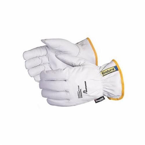 Superior Glove™ 378GKTTL-2XL Endura® General Purpose Gloves, Driver, Gunn Cut/Keystone Thumb Style, 2XL, Grain Goatskin Leather, White, Slip-On Cuff, Resists: Abrasion, Thinsulate™ Lining