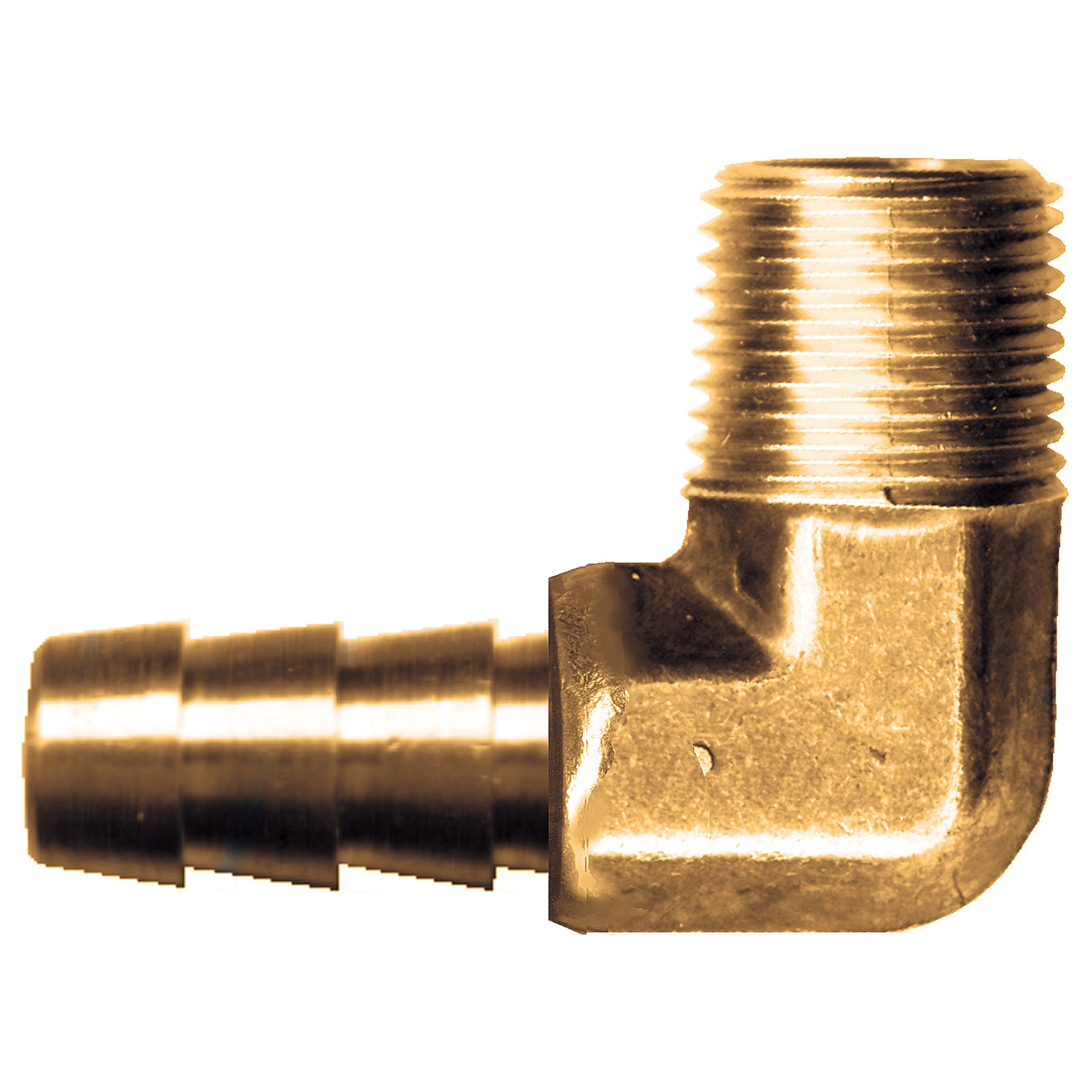 Fairview 139-10C 90 deg Pipe Elbow, 5/8 x 3/8 in Nominal, Hose Barb x MNPT End Style, Brass, Import