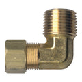 Fairview 469-4A 90 deg Poly Tube Compression Elbow, 1/4 x 1/8 in Nominal, Tube x MNPT End Style, Brass, Import
