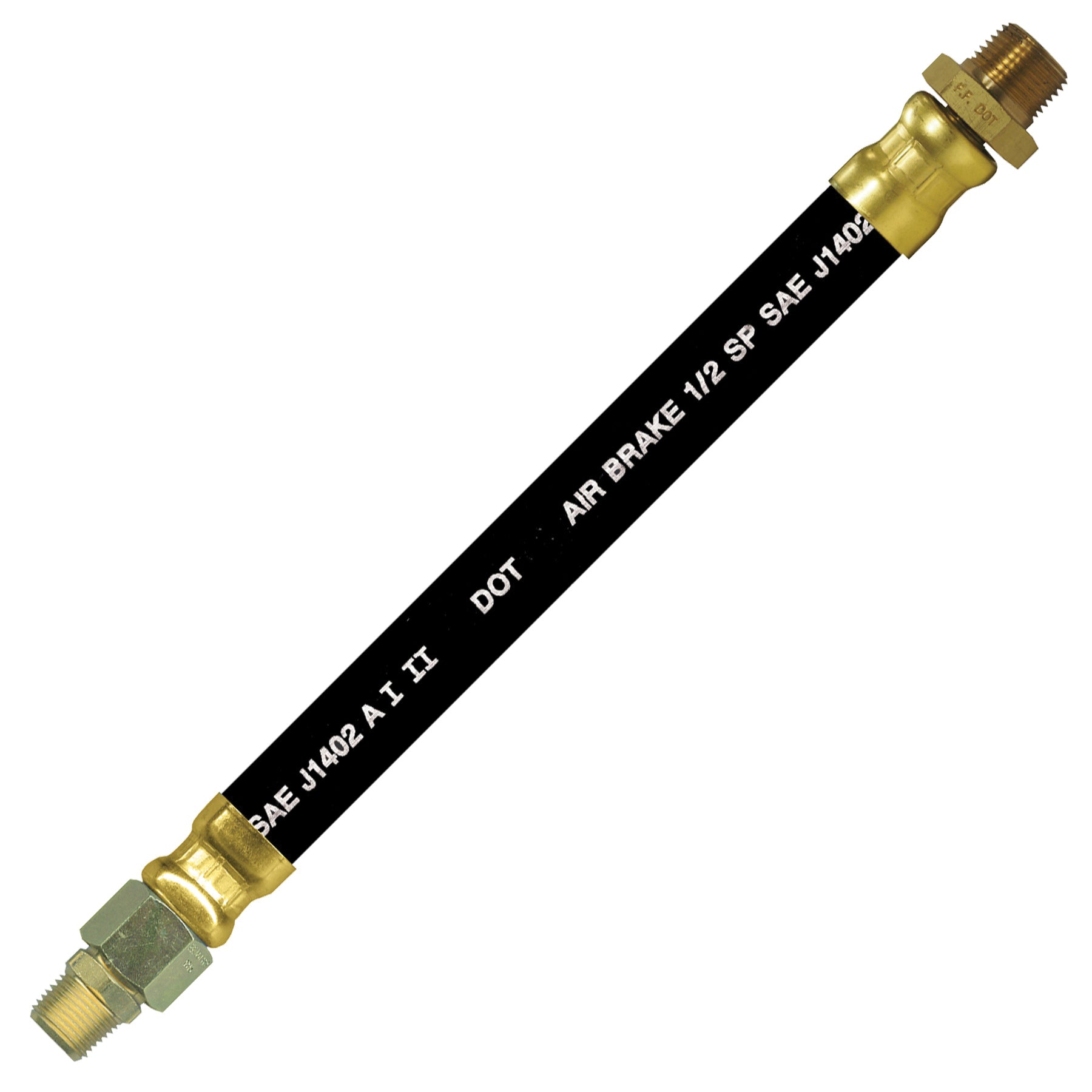 Fairview HAB-8-28C Air Brake Hose Assembly, 3/8 in Nominal, Swivel Male Pipe Adapter x Male Pipe Rigid End Style, 28 in L, 225 psi Working, Rubber, Import
