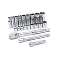 21 Piece 3/8" Drive 6 & 12 Point Standard and Deep SAE Mechanics Tool Set