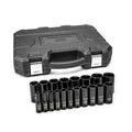 19 Piece 1/2" Drive 6 Point Deep Impact SAE Socket Set