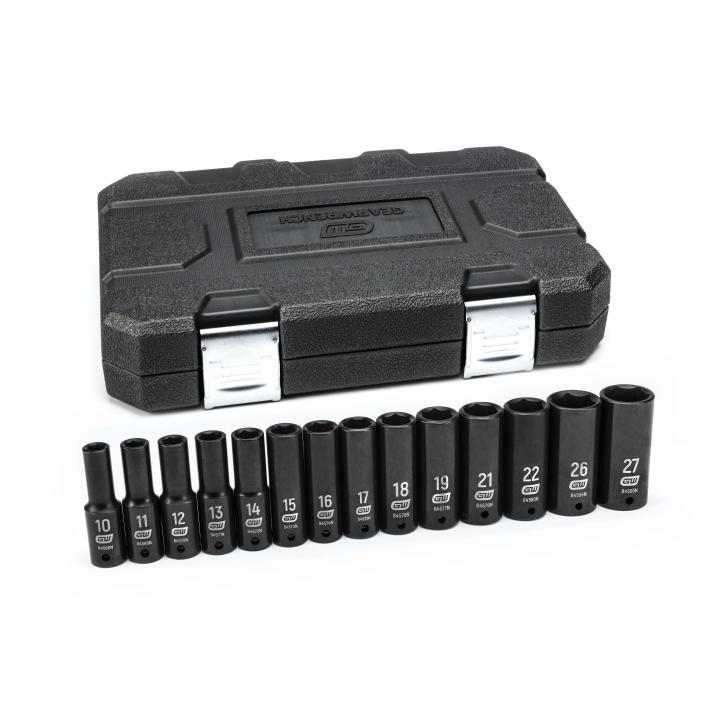 14 Piece 1/2" Drive 6 Point Deep Impact Metric Socket Set