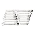 16 Piece 90-Tooth 12 Point Flex Head Ratcheting Combination Metric Wrench Set