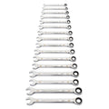 16 Piece 90-Tooth 12 Point Metric Combination Ratcheting Wrench Set