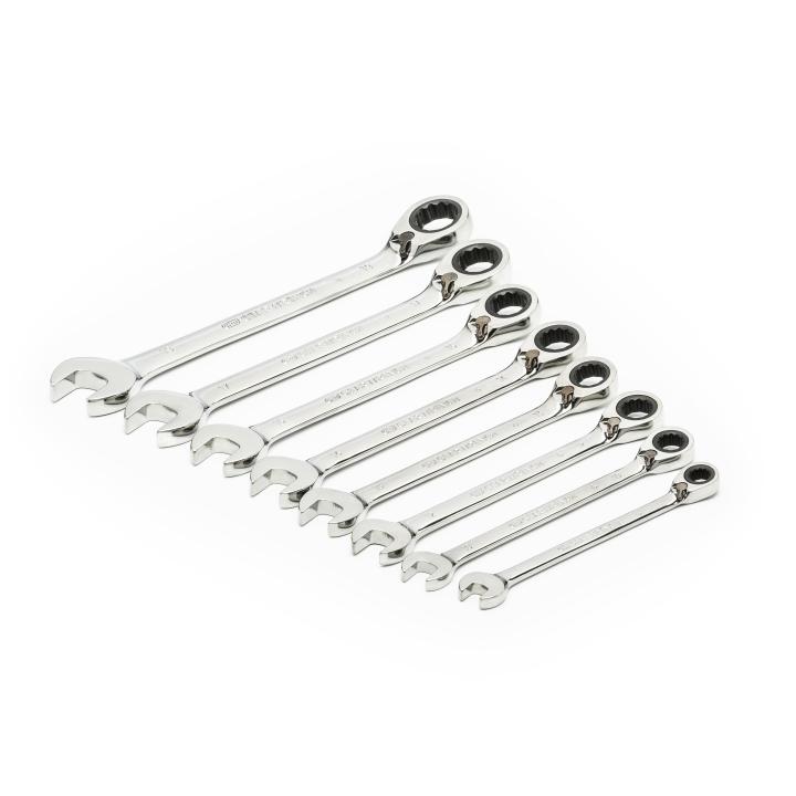 8 Piece 72-Tooth 12 Point Reversible Ratcheting Combination Metric Wrench Set