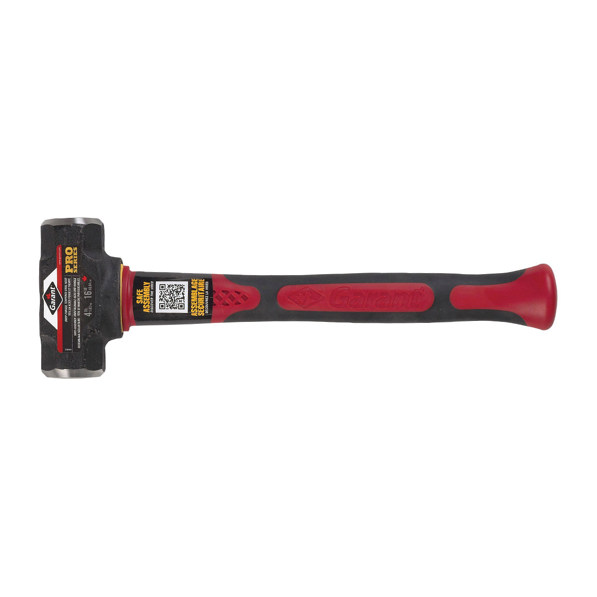 Garant® 80678 Pro Series Industrial-Grade Sledge Hammer, 16 in OAL, 4 lb Drop-Forged/Tempered Steel Head, Fiberglass Handle