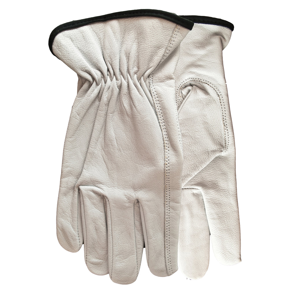 Watson 546-XL Goat Series General Purpose Gloves, Driver, Keystone Thumb Style, XL, Full Grain Goatskin Leather Palm, White, Slip-On Cuff, Resists: Puncture, Unlined Lining