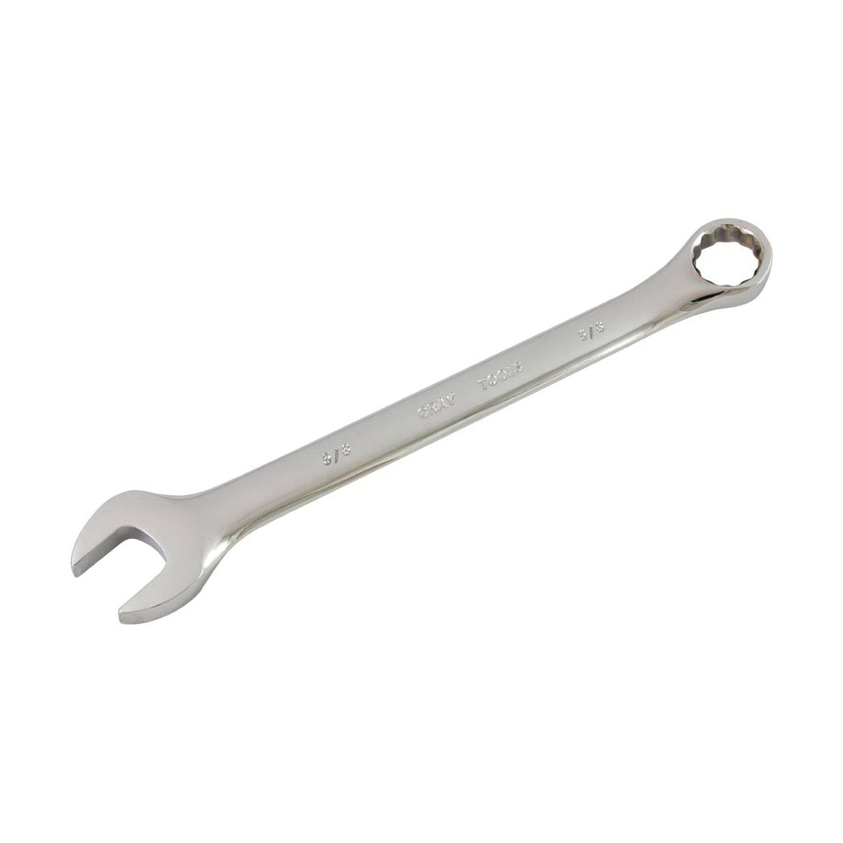 Gray Tools 3120 Double Hex Combination Wrench, Imperial, 5/8 in, 12 Points, 15 deg Offset, 8.06 in OAL, Mirror Chrome, ANSI B107.6