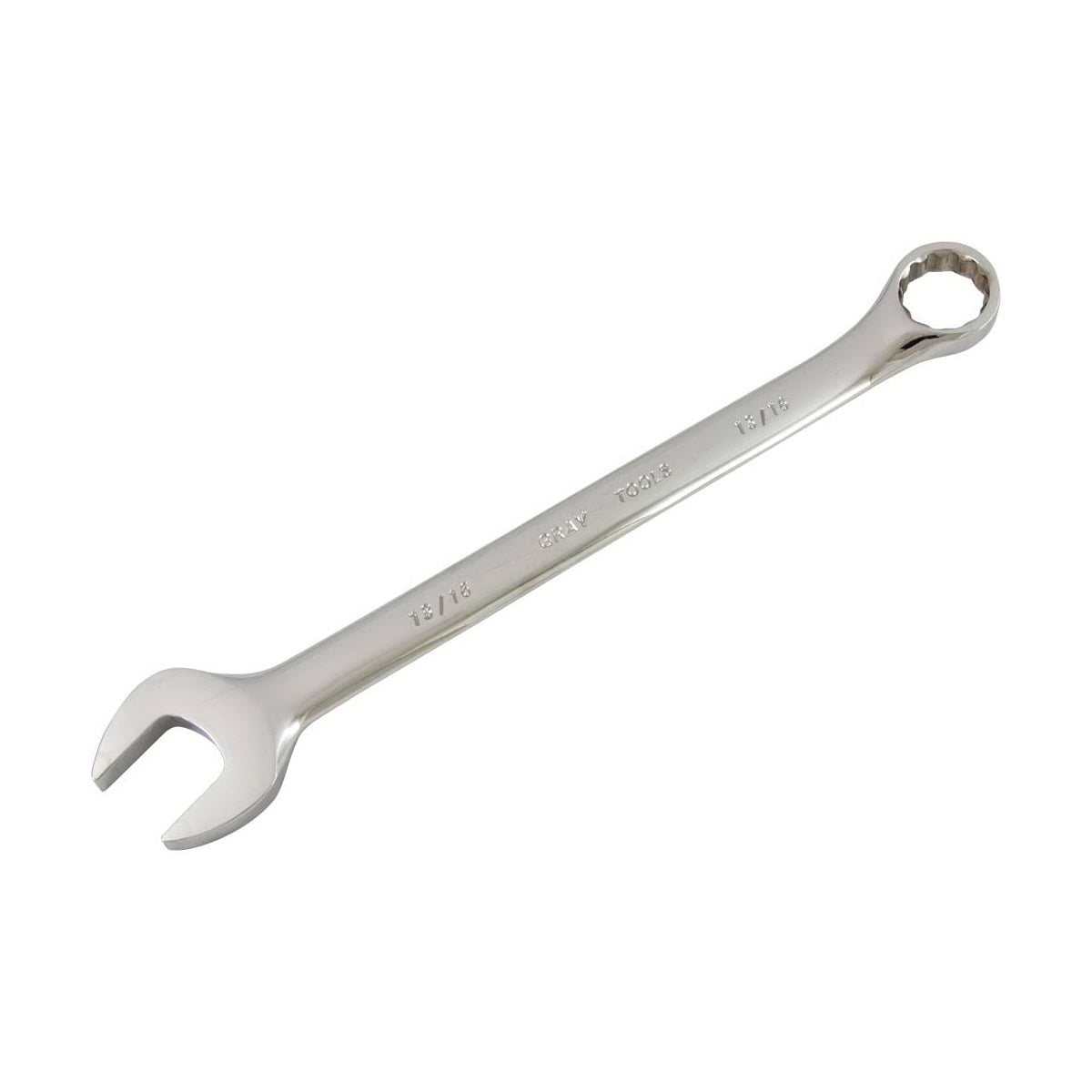 Gray Tools 3126 Combination Wrench, Imperial, 13/16 in, 12 Points, 15 deg Offset, 10.62 in OAL, Polished Chrome, ANSI B107.6|AS954