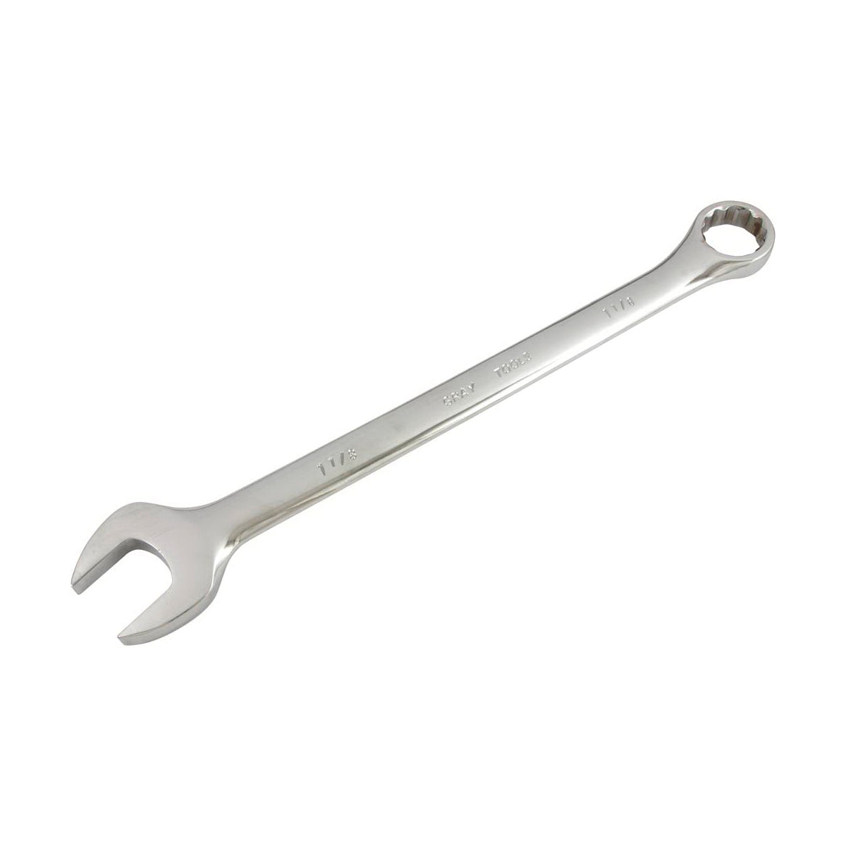 Gray Tools 3136 Double Hex Combination Wrench, Imperial, 1-1/8 in, 12 Points, 15 deg Offset, 15.37 in OAL, Mirror Chrome, ANSI B107.6