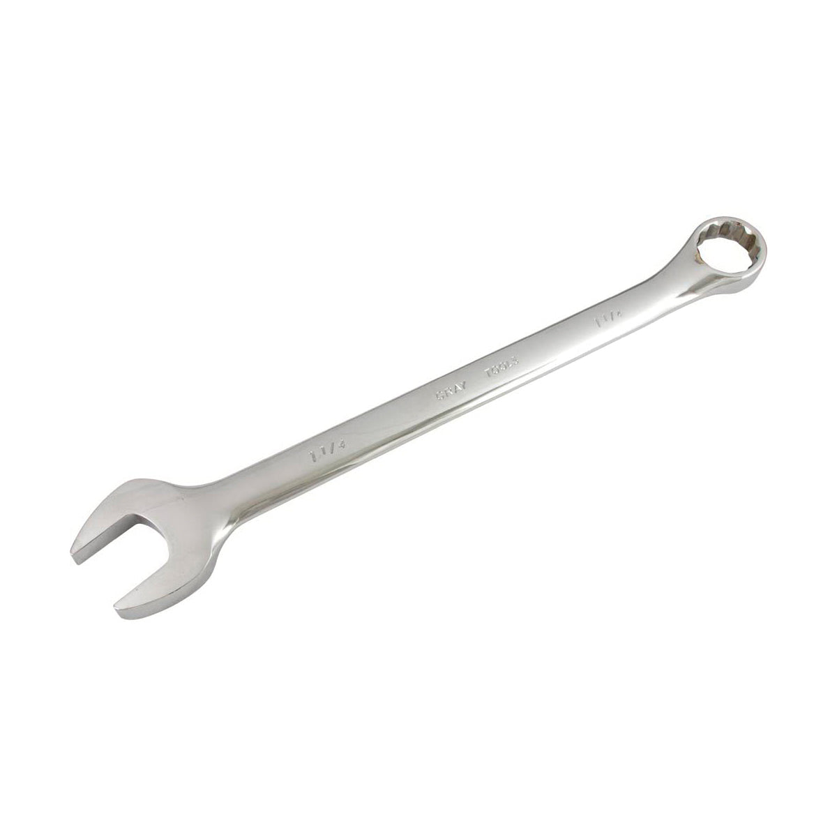 Gray Tools 3140 Double Hex Combination Wrench, Imperial, 1-1/4 in, 12 Points, 15 deg Offset, 16-3/4 in OAL, Mirror Chrome, ANSI B107.6