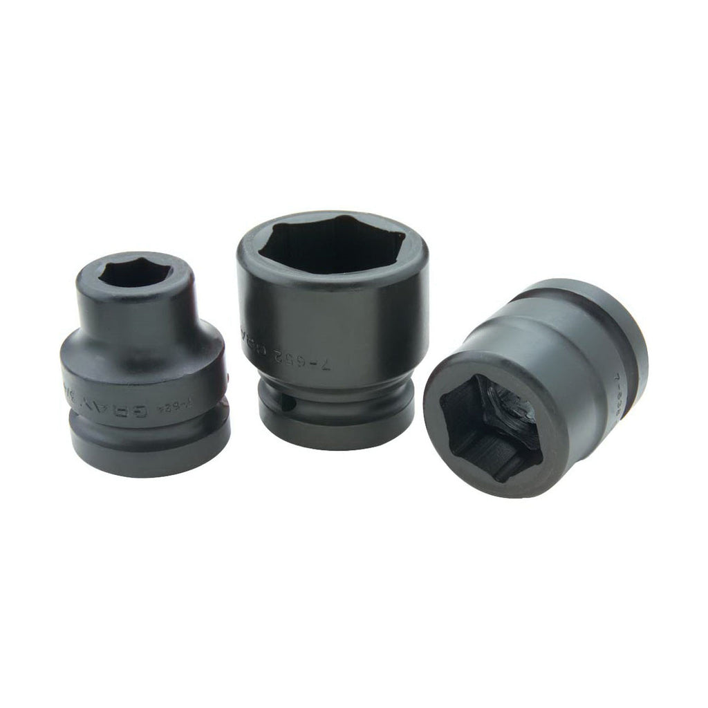 Gray Tools 7-696 Standard Impact Socket, Imperial, 1 in Square Drive, 3 in Hex Socket, 6 Points