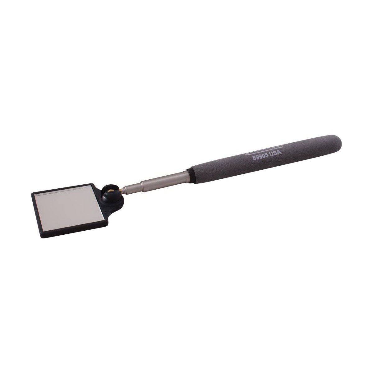 Gray Tools 89905 Swivel Head Telescopic Inspection Mirror, 1-3/4 in L x 1-3/4 in W Mirror, Square Shape, 9 to 35-1/2 in L, Cushion Grip Handle